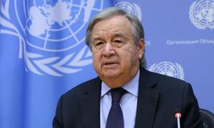 Secretary-General António Guterres briefs reporters on the decision of the Russian Federation on annexation of the Ukrainian territory.